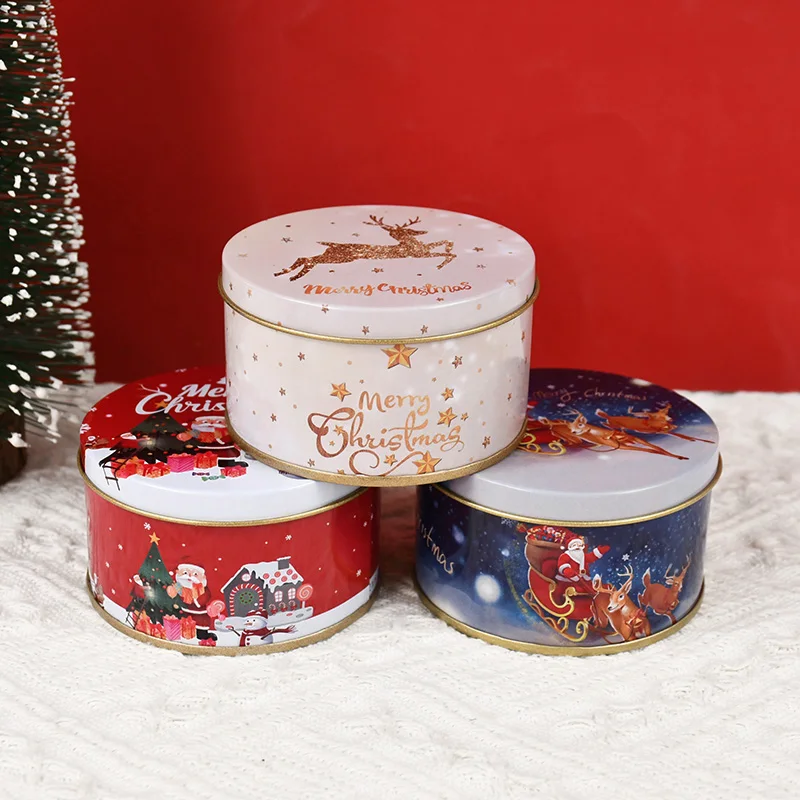 1/4/6Pcs Christmas Gift Box Metal Tin Candy Cookie Packaging Box Containers Kids New Year Gift Decor Xmas Party Supplies Navidad