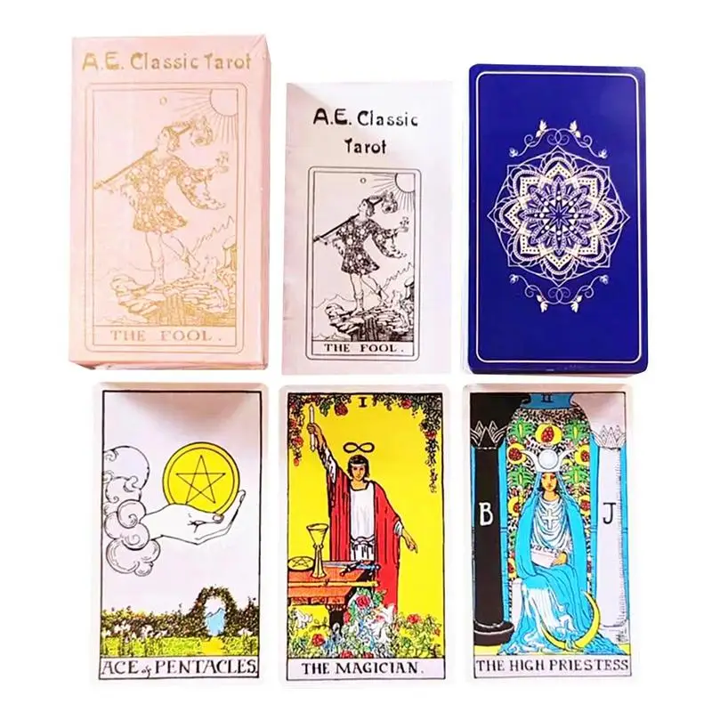 

78 Cards A.E Classic Tarot English Version Oracle Cards for Divination Tarot Table Board Game Tarot Gift for Magicians Friends