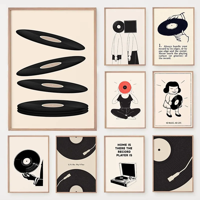Vintage Vinyl Record Canvas Art - Minimalist Turntable Wall Decor