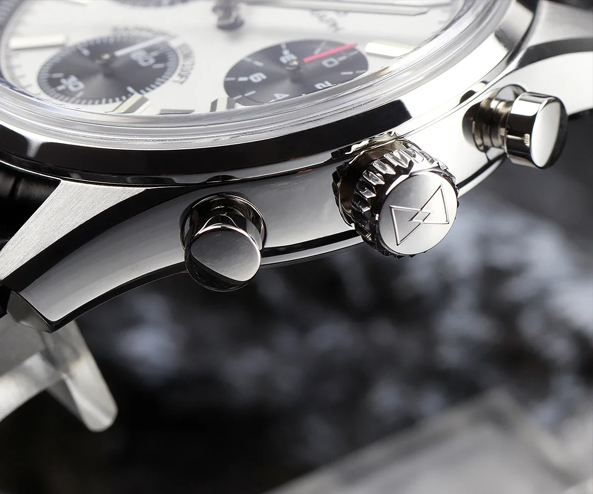 Cronos L6035 Chronograph 38.5mm Quartz Wristwatches Miyota 6S20 Black&White Panda Dial Sapphire Waterproof 10Bar BGW-9 Watches 3