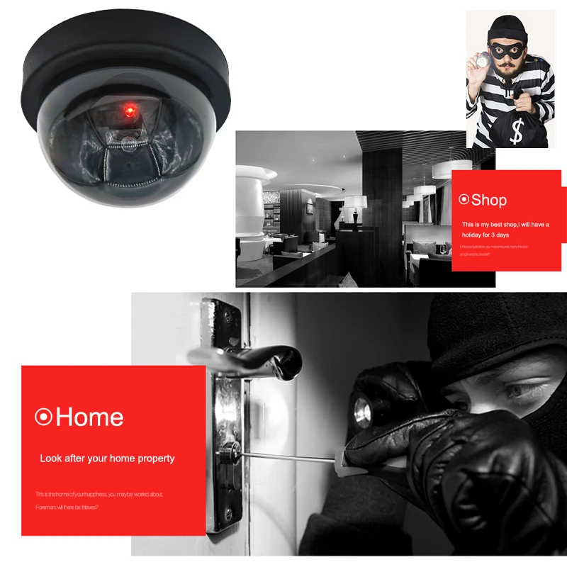 Wireless Dummy Fake Security Camera Home Surveillance Cctv Dome Indoor  False Hemisphere Simulation Camera JIENUO images - 6