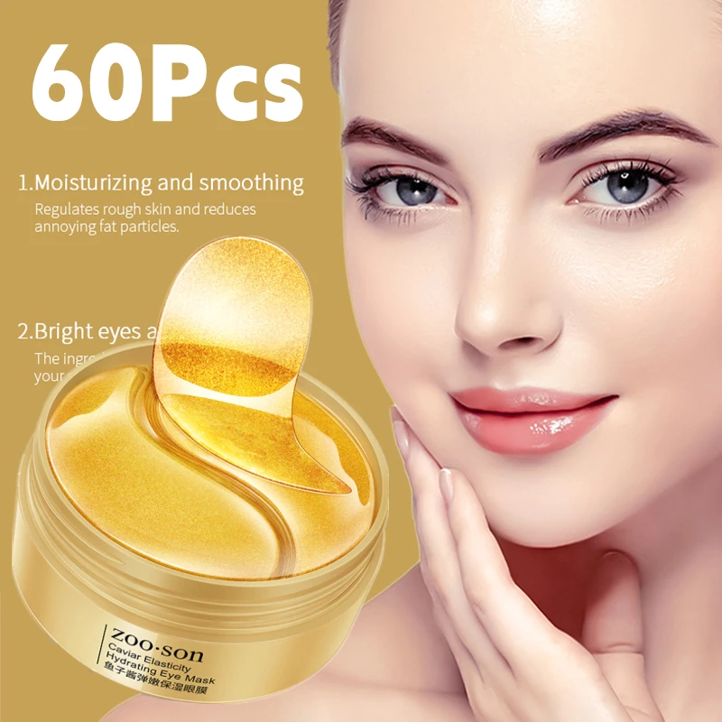 

60Pcs/Box 24K Gold Caviar Crystal Collagen Eye Mask Anti-Aging Firming Gentle Moisturizing Eye Patches Eye Care Korean Cosmetic