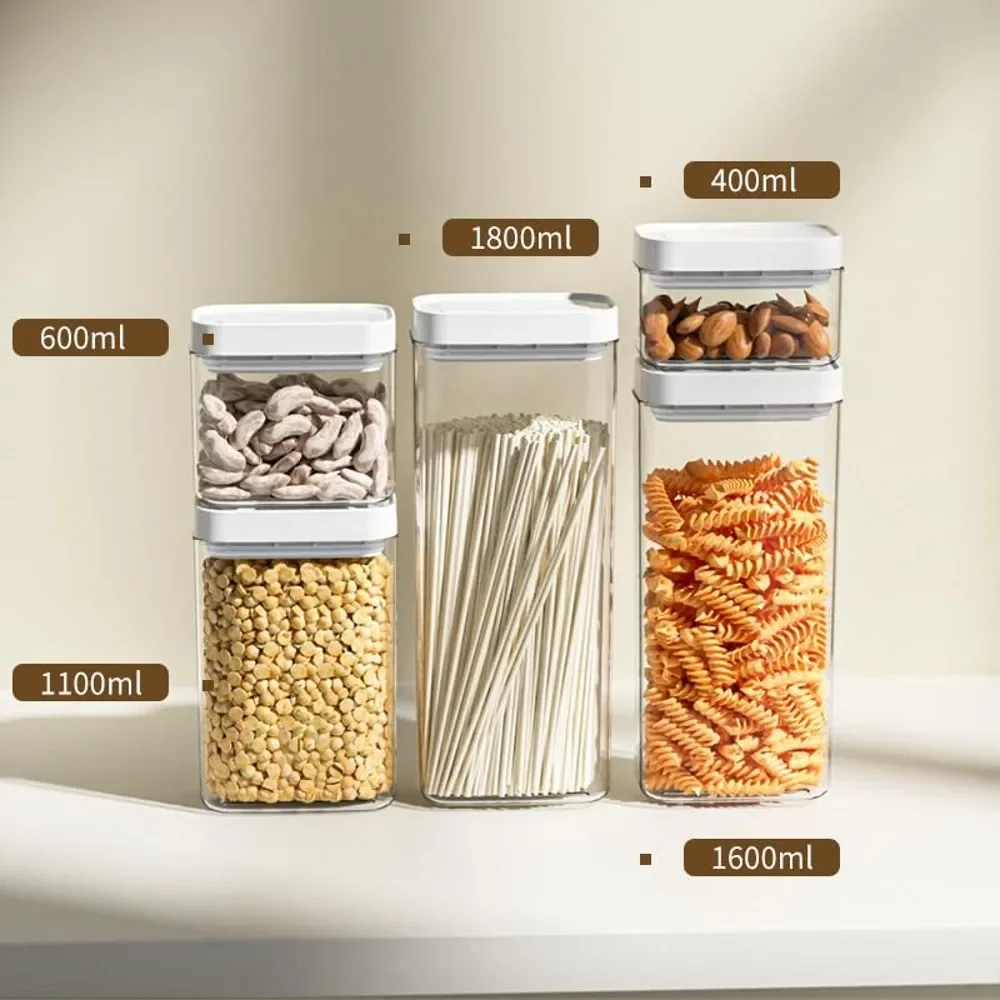 Airtight Food Storage Containers with Lids for Kitchen Pantry Organizer Stackable Boxes for Cereal Snack Flour Sugar Coffee 2