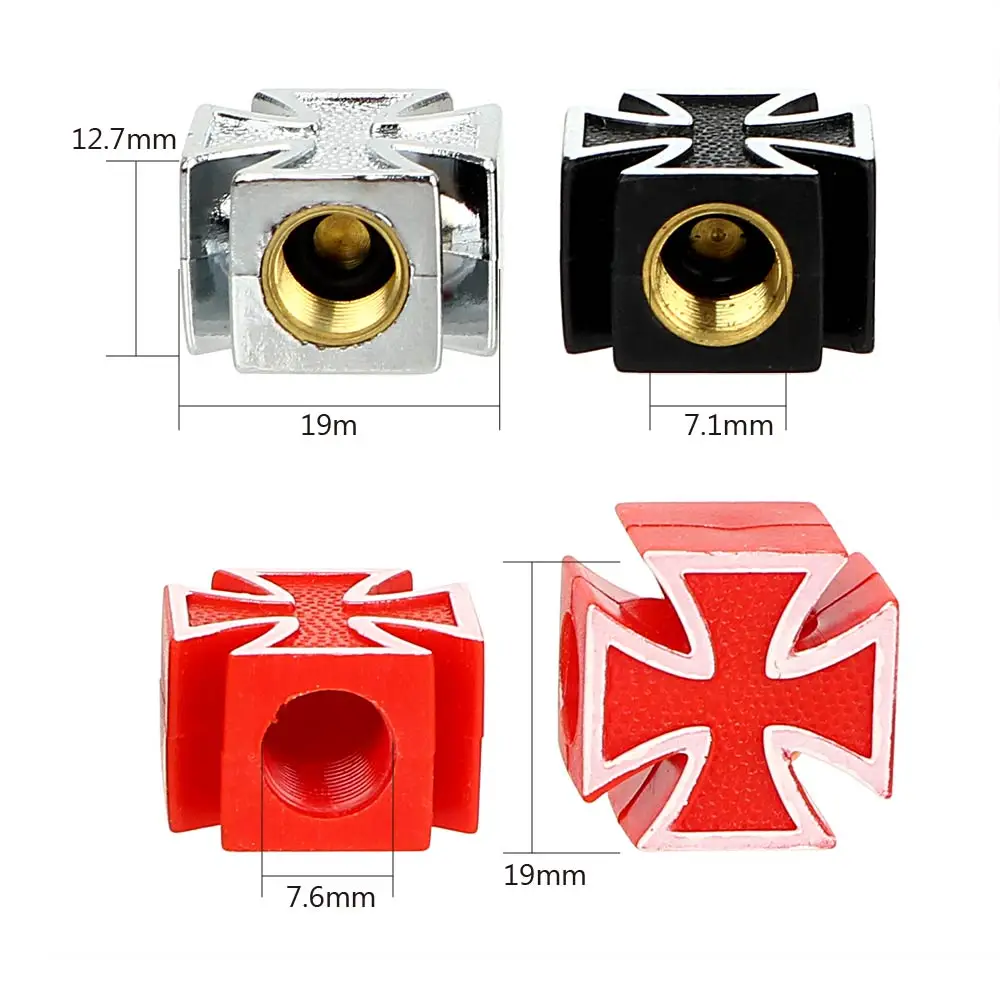 Set of 4 Universal Cross Style Tire Valve Caps