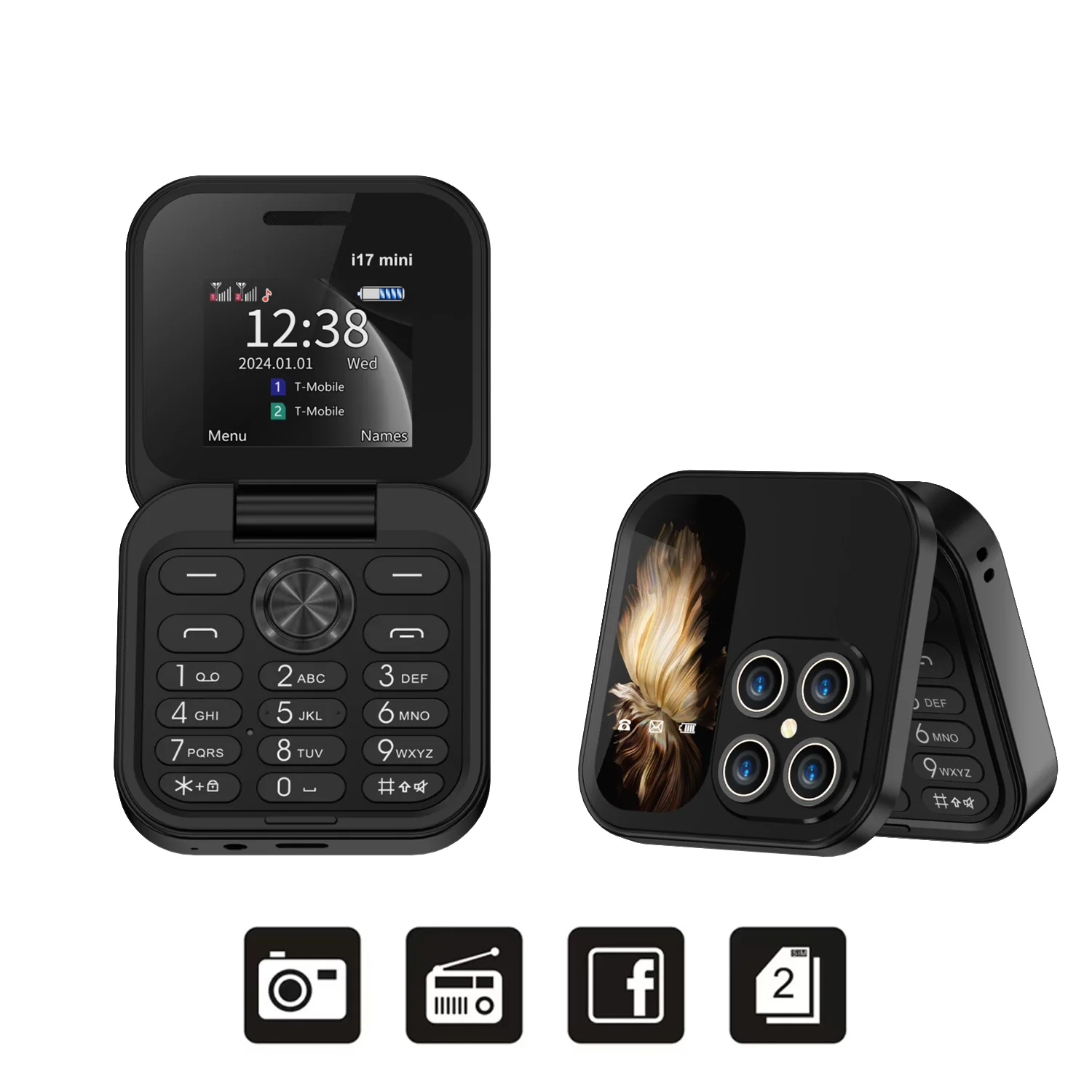 SERVO-i17携帯電話ミニフリップフォン、gsm、2 simカード、スピード