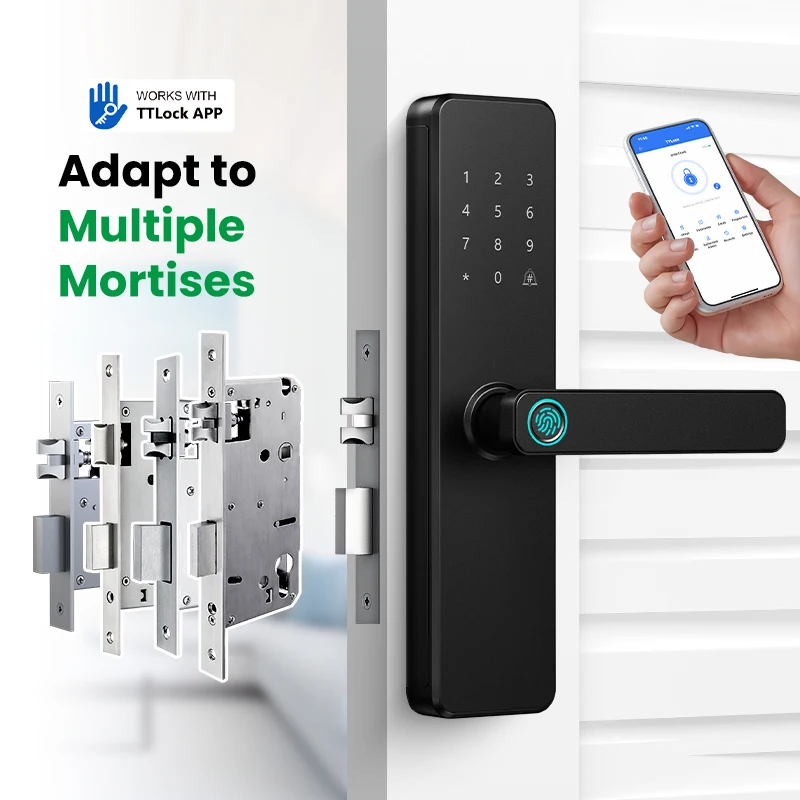 Bluetooth TTLock App Fingerprint Door Lock Code Card Key Touch Screen Smart Door Lock Security Digital Electronic Lock For Home