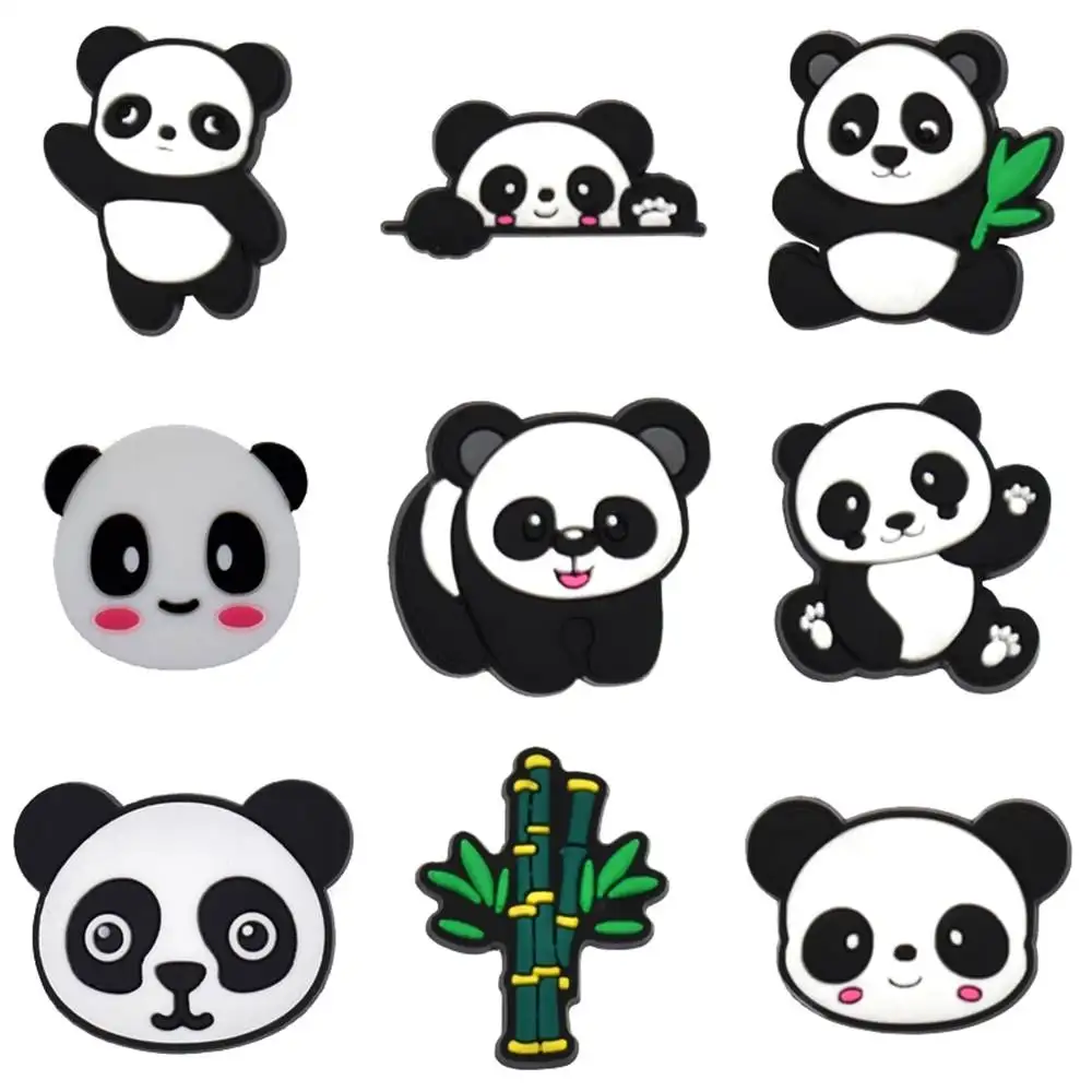 

Hot Sale 1pcs PVC Shoe Charms for Crocs Accessories Panda Badge Women Clogs Buckle Kids Pins Decoration Jeans X-mas Gift