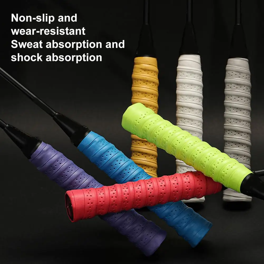 Racket Grip Badminton Grip Tennis Overgrip Perforated Anti-slip Thickened Non-slip Band For Rackets Sticky Overgrip Tennis Racket Tape Racket Grip Tape