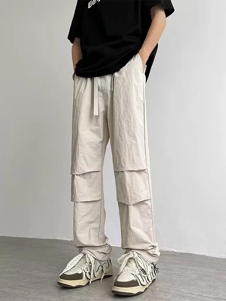 thumbnail image 1 of Pantalones holgados de estilo vintage de otoño para hombre, pantalones casuales de moda, de pierna ancha y recta, pantalones de estilo hip hop con cordón Y2K para hombre, 1 of 5