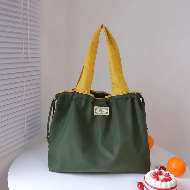 Eco-Friendly Large Capacity Reusable Shopping and Travel Bag with Drawstring Closure