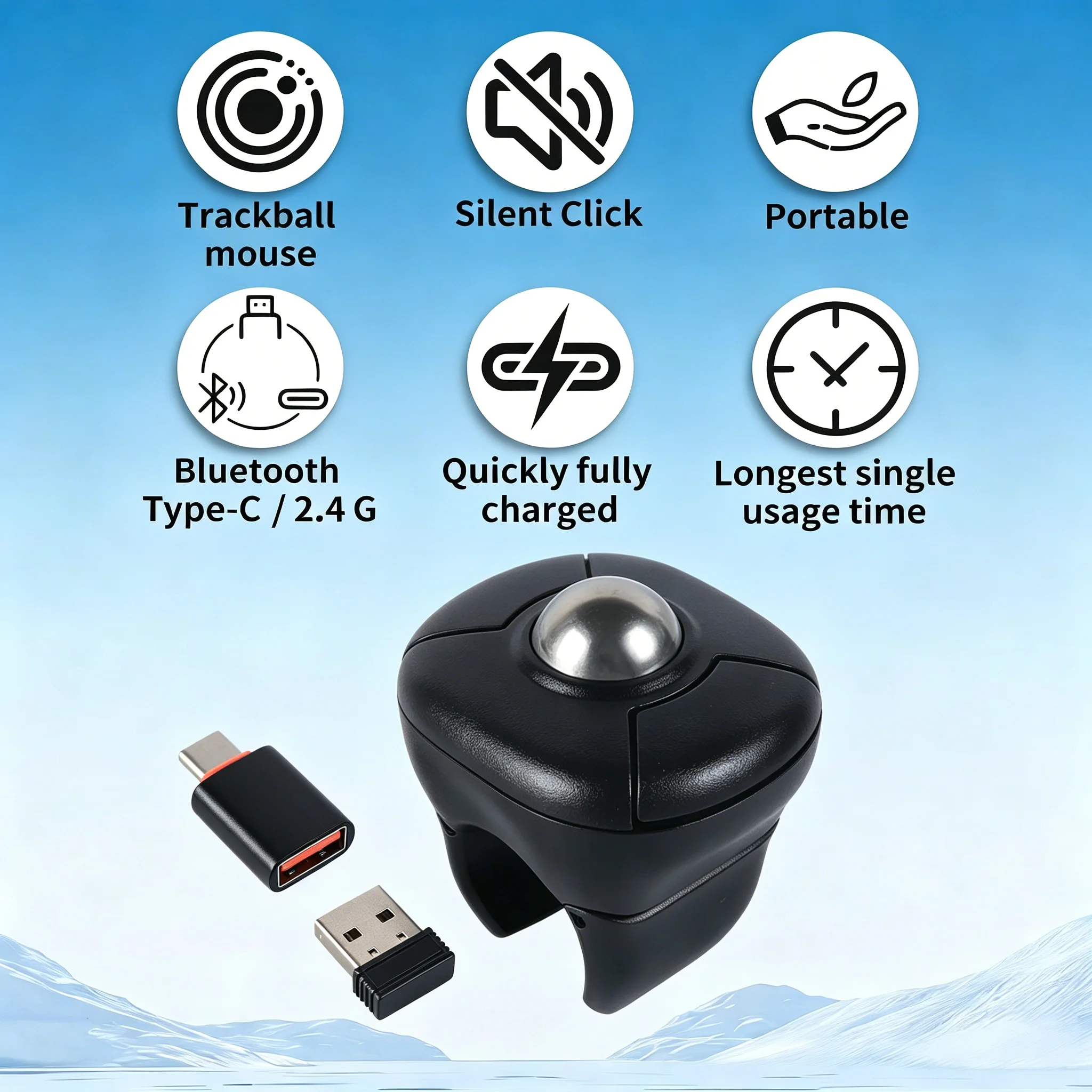 Trackball Ring Mouse Bluetooth Wireless Dual-mode Air Mouse for PPT Browsing Tiktok YouTube Novel Page Turning PC Tablet Phone 1 Trackball Ring Mouse Bluetooth Wireless Dual-mode Air Mouse for PPT Browsing Tiktok YouTube Novel Page Turning PC Tablet Phone 1