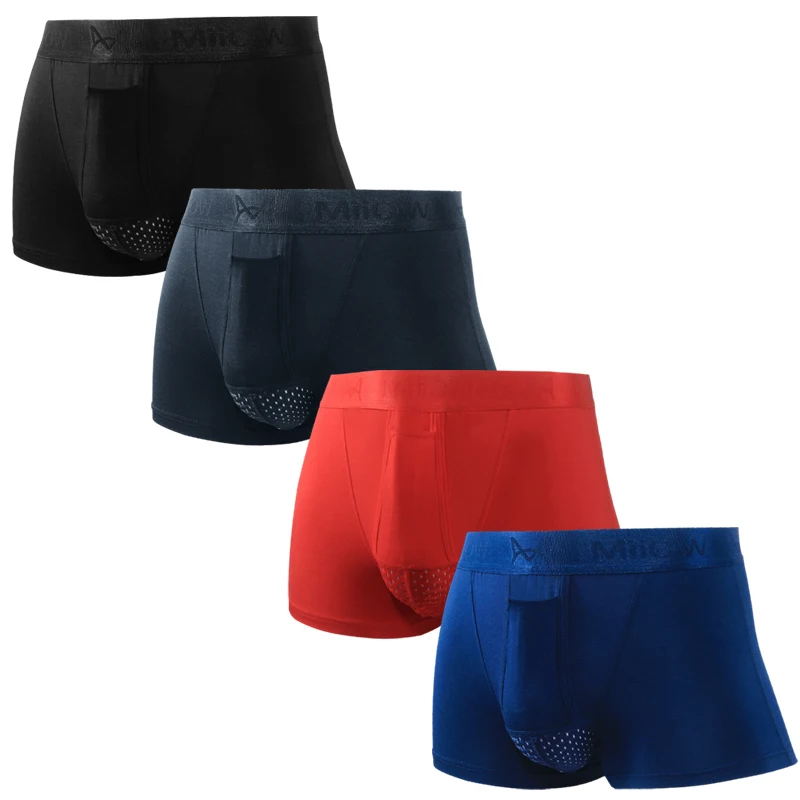 4pcs/lot Men Underwear Push Up Boxer Shorts Modal Panties Breathable Bullet Separation Pouch Underpants Calzoncillo Plus Size mens seamless boxer briefs modal shorts trunks underwear elastic underpants bulge pouch panties breathable soft underpants