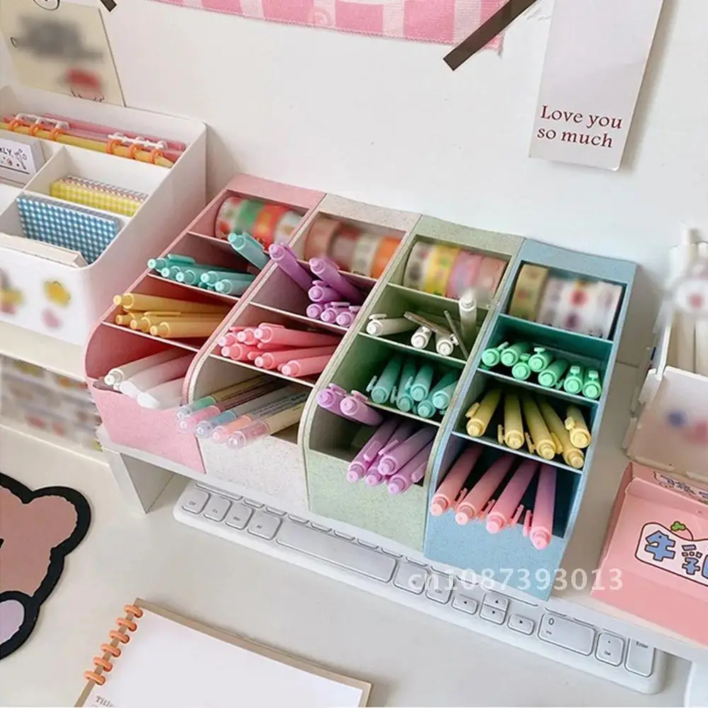 

Cute Office School Stationery 2021 New Large Capacity Desk Pen Holder Pencil Makeup Storage Box Desktop Organizer Stand Case