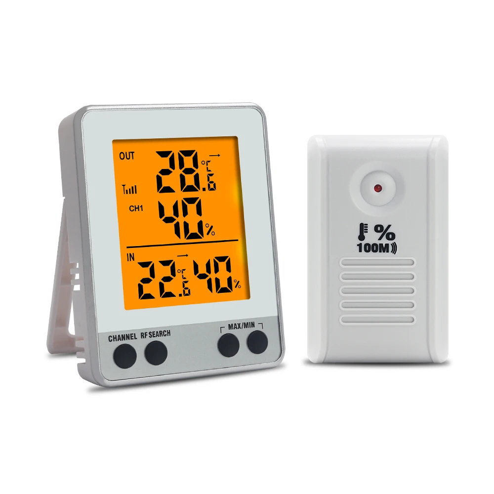 

Wireless Transmitter Digital Thermometer Hygrometer Temperature Humidity Meter Indoor Outdoor Wheather Station with Receiver