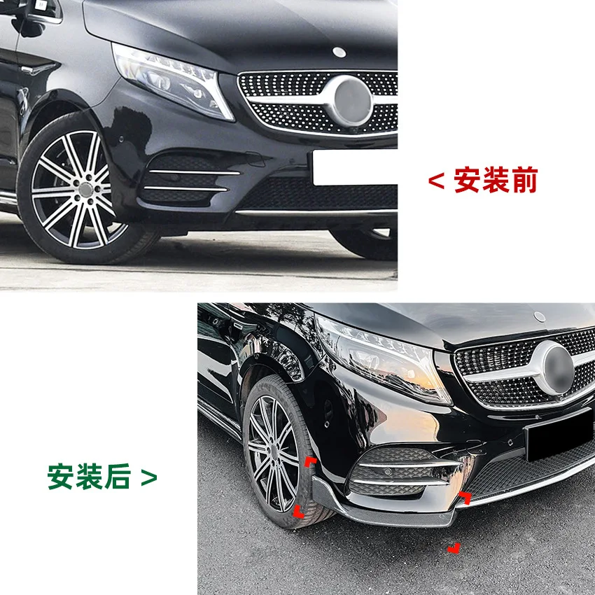 Lèvre Avant Fibre Carbone Pour Mercedes Classe V / Vito W447 2024-2025 - Becquet ABS Tuning, Protection Et Style