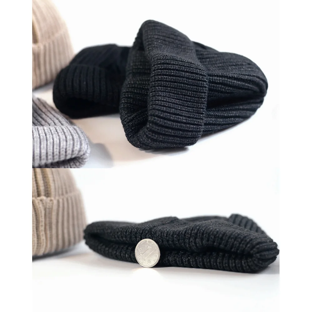 

Solid Color Hat Elegant Vintage Men Women Knitted Casual Hat Beanie Skullcap Sailor Fisherman Cuff Brimless Cap