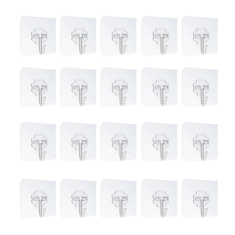 Promotion! 20Pcs Waterproof Self-Adhesive Hook Heavy-Duty Wall Suitable For Home Kitchen Bathroom Punch-Free Strong |