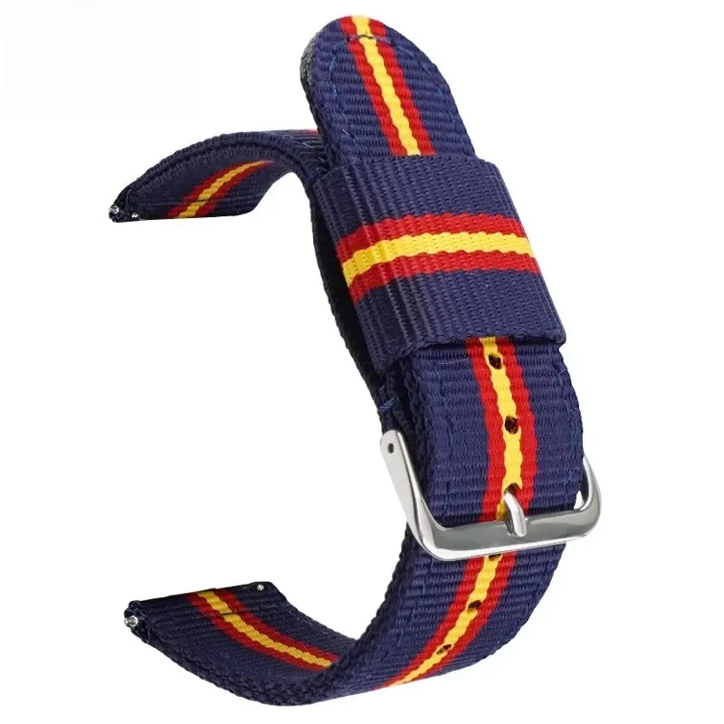 Universal Striped Nylon Canvas Watch Strap with Quick Release - Unisex, Multiple Sizes