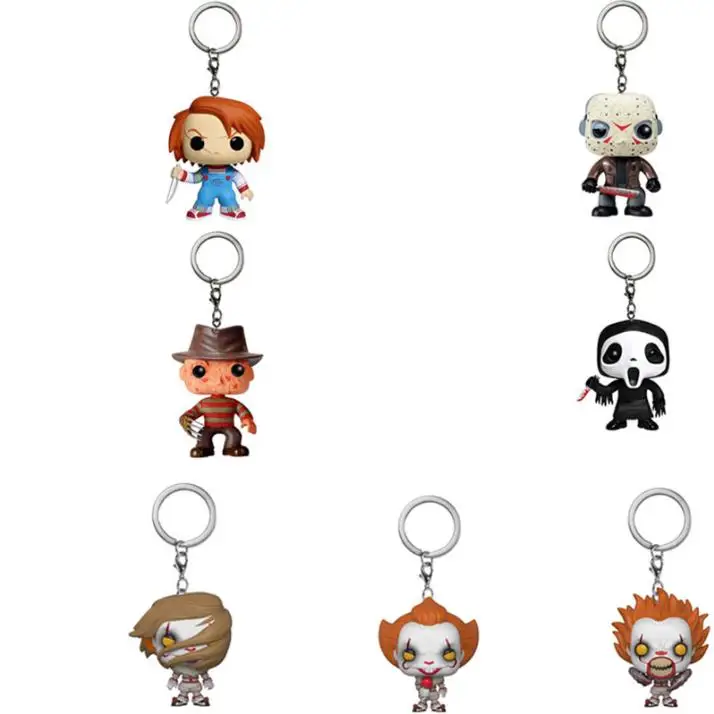 FUNKO Movie Pennywise Scream GhostFace Chucky Llavero de bolsillo Figuras de acción Colección Modelo Juguetes para niños Regalo de Navidad
