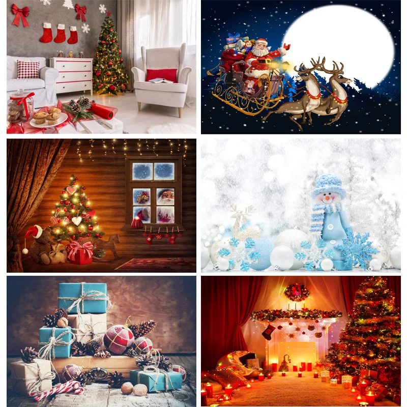 

Photorealistic Fabric Christmas Day Photography Backdrops Prop Christmas Tree Festival Theme Photo Studio Background SD-07