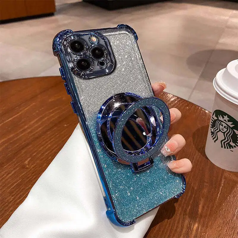 Glitter Magnetic Mirror Holder Phone Case