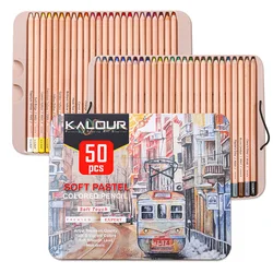 KALOUR Artist's Professional Oil Colored Pencil Set - Premium Coloring and Sketching Art Supplies (50Pcs Soft Pastel)