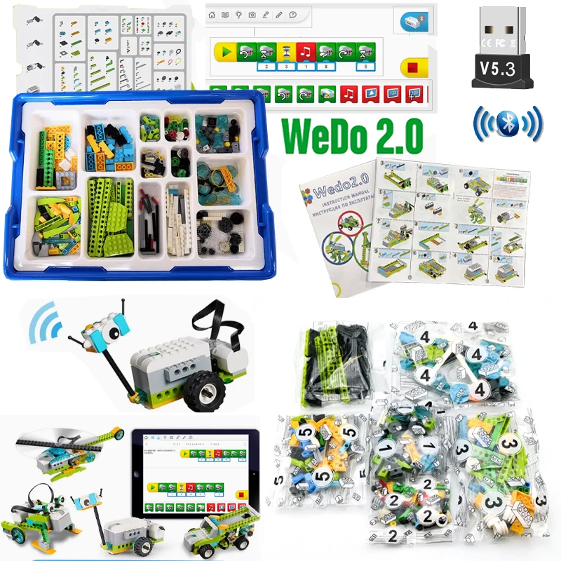 NEU Technisches WeDo 2.0 Core Lernset Bausteine mit Buch DIY Teile 45300 Scratch 3.0 Kinderspielzeug Weihnachtsgeschenke
