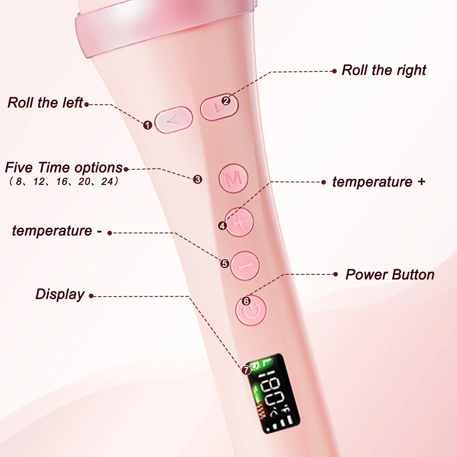 Electric Professional Negative Ion Hair Brush Fully Automatic Curling Comb with Lcd Temperature Display Hair Curling Tool Brush 4