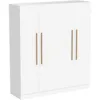 4 Door Wardrobe Armoires and Wardrobes with Storage Shelevs, Armoire Wardrobe Closet with Hanging Rod, Wooden Handles 5