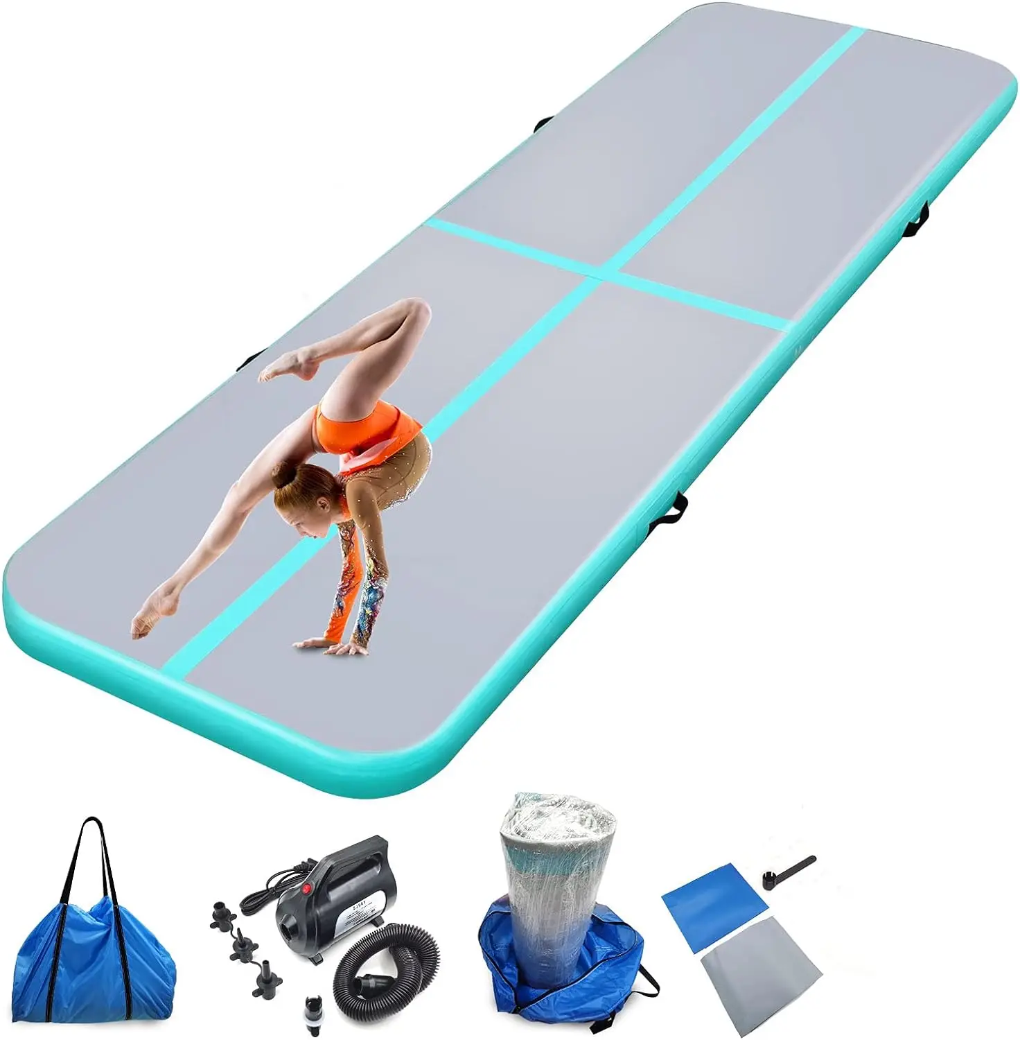 

Air mat tumbling track 10ft 13ft 16ft 20ft Gymnastics Mat Thickness 4 inches for Home Use/Gym/Yoga/Training/Cheerleading/Outdoor