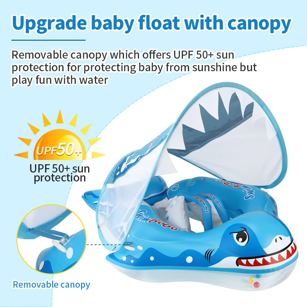 Swimbobo Baby Float with Canopy Kids Swim Pool Accessories  Summer Toys Inflatable Float Waist Floating r Kids Swim Training 6
