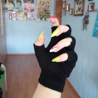 1pair Black Short Half Finger Fingerless Knit Wrist Glove Winter Warm Stretch Work Gloves for Women and Men Cycling Accessories - Image 4