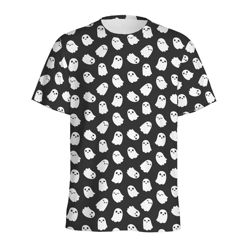 

Футболка с 3D-принтом призрака на Хэллоуин для мужчин и женщин, футболка с мультяшным рисунком, топы, свободные Детские футболки с коротким рукавом и круглым вырезом