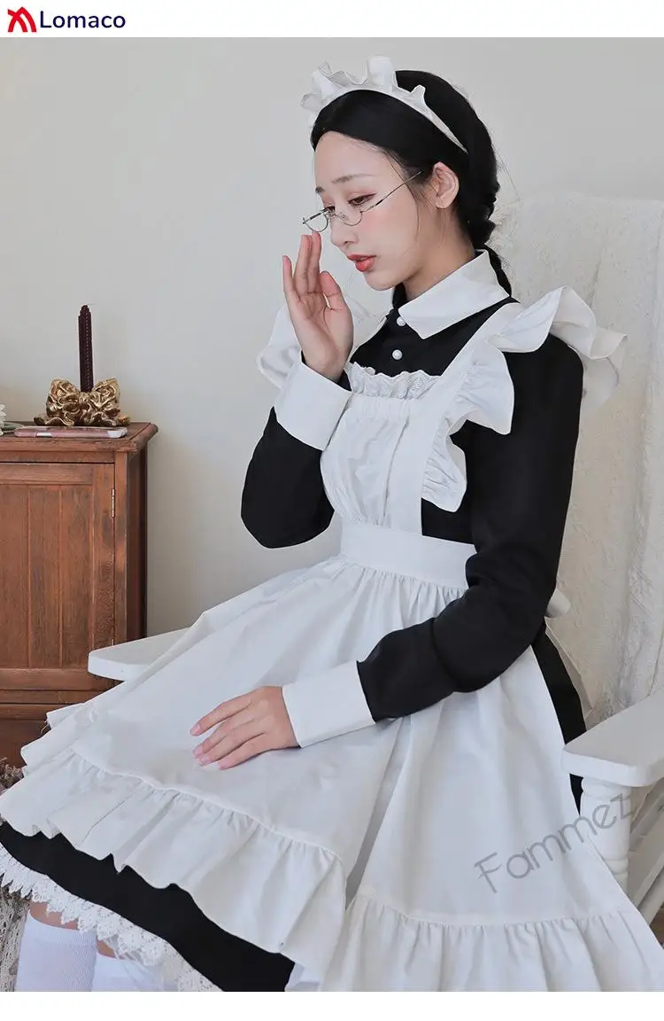 High Quality Black Long Sleeve Maid 