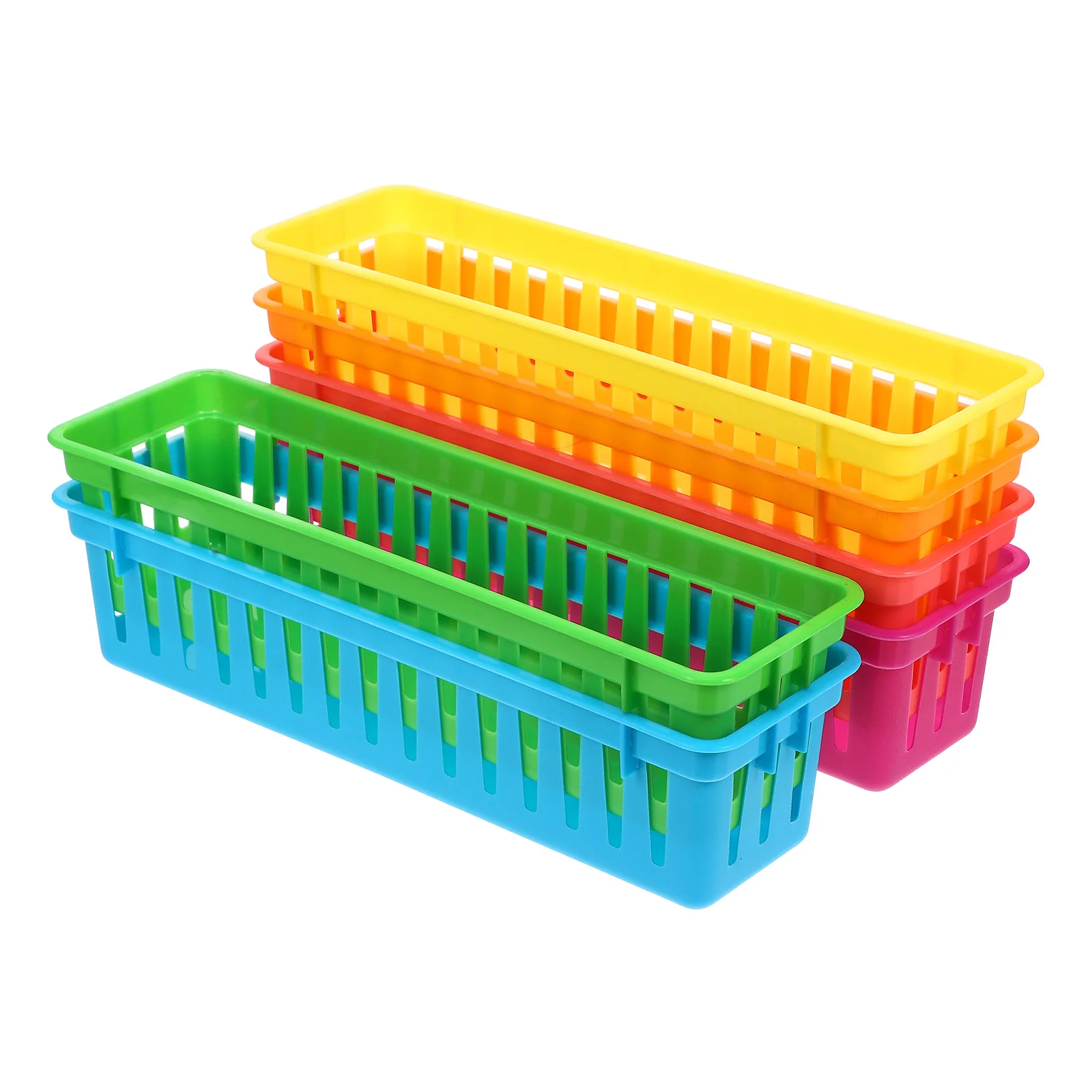 

Pencils Storage Basket Plastic Desk Holder Stationery Colorful Classroom Supplies for