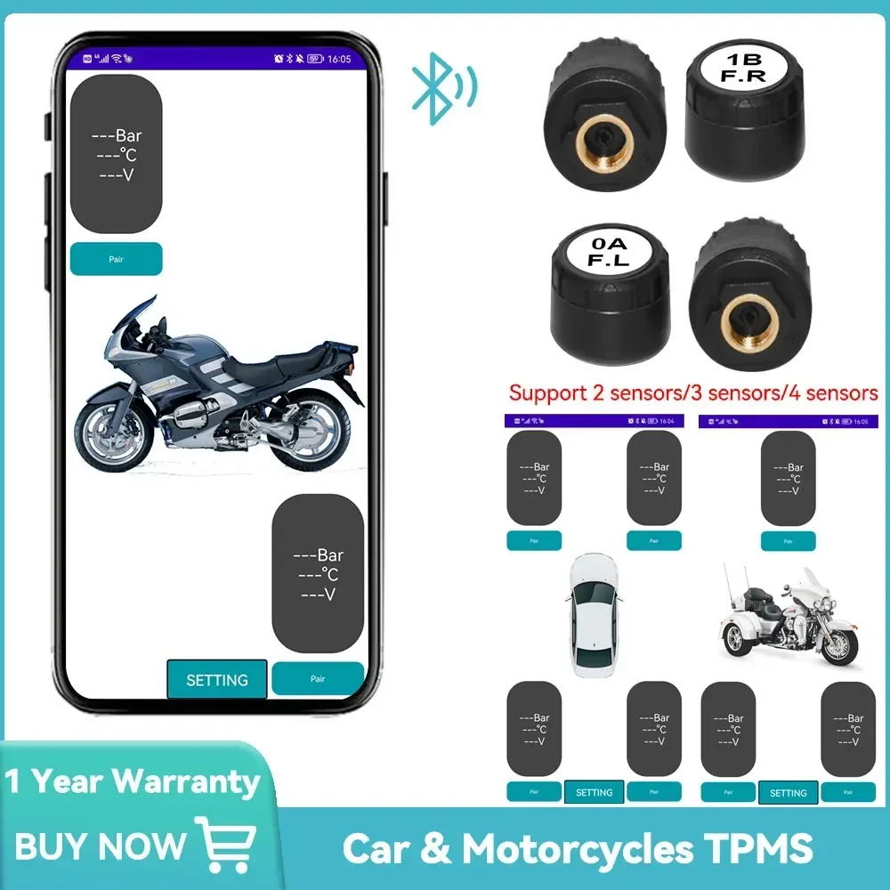 TPMS Tire Pressure Sensors Motorcycle Bluetooth-Compatible Tire Pressure Monitoring System External Sensor Android/IOS Car TMPS car tire pressure monitor motorcycle tire pressure monitor car tire pressure sensor external sensors