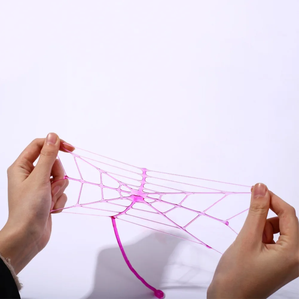 10Pcs Sticky Spider Web Plastic Favor Climbing Tricky Gag Toys Mini Multicolor Elastically Stretchable Spider Web Novelty Toys