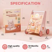 ROBOTIME ROBUD Wooden Baby Walker Baby Push Walker with Activity Center and Storage Montessori Walker Toy for Boys and Girls 3