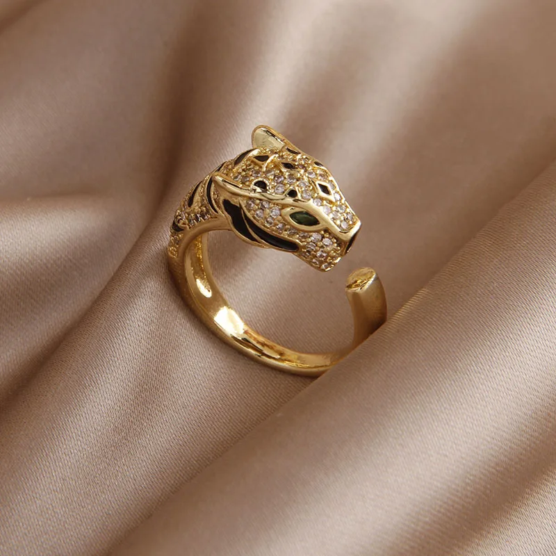 التصميم الكلاسيكي غرامة مجوهرات ليوبارد رئيس خواتم...