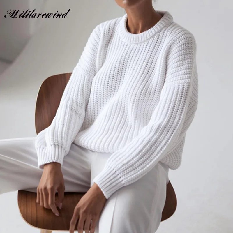 

Fashion Solid Loose Oversized Sweaters for Women Casual Streetwear Knitted Pullover O Neck Korean Streetwear Autumn Sweaters
