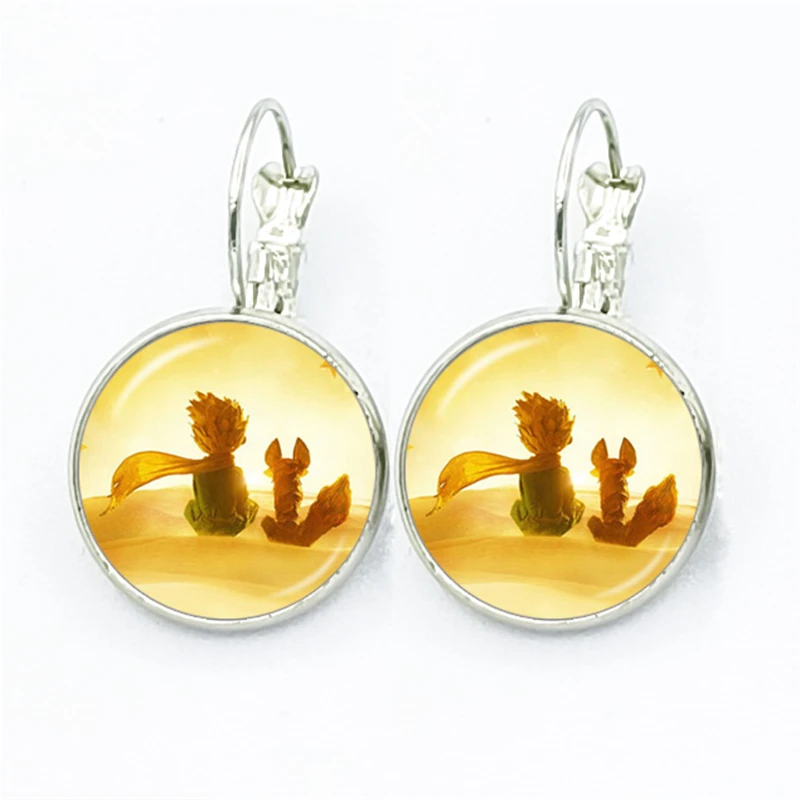 New Arrival Le Petit Prince Round Stud Earring The Little Prince Jewelry Fairy Tale Glass Cabochon Womens Earrings Gift 2