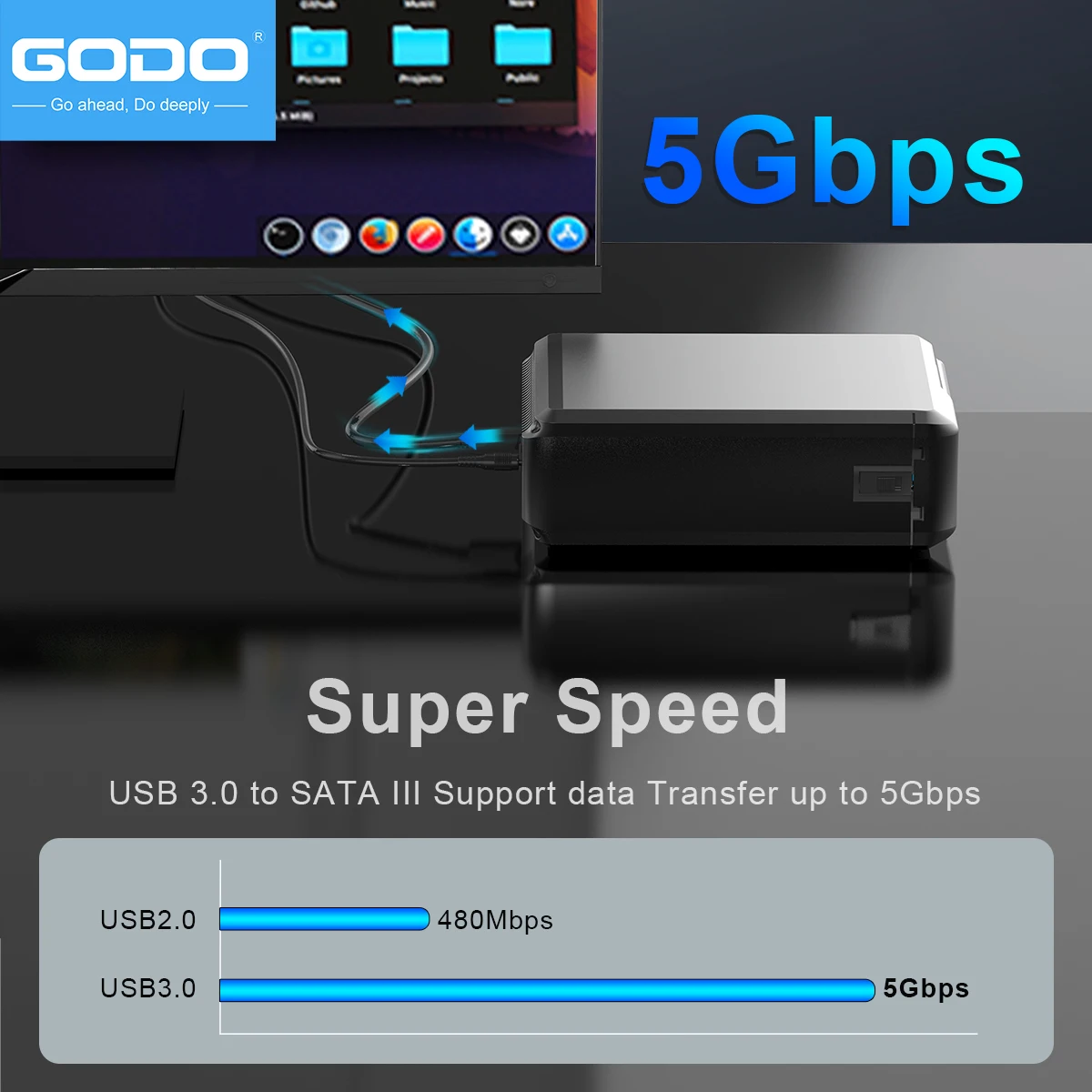 3.5 inch Dual Bay RAID Hard Drive Enclosure USB3.0 to 3.5" SATA HDDs RAID External Enclosure RAID 0/1/JBOD/PM Mode Max 40TB hdd enclosure external hard drive housing