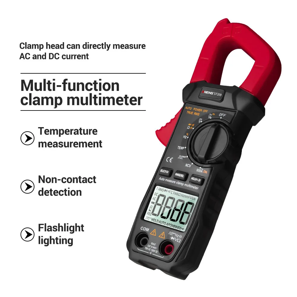 Aneng St209 Multimetro Digitale Pinza Amperometrica 6000 Conteggi True Rms Amp Dc/Ac Current Clamp Tester Meters Voltmetro Auto Range