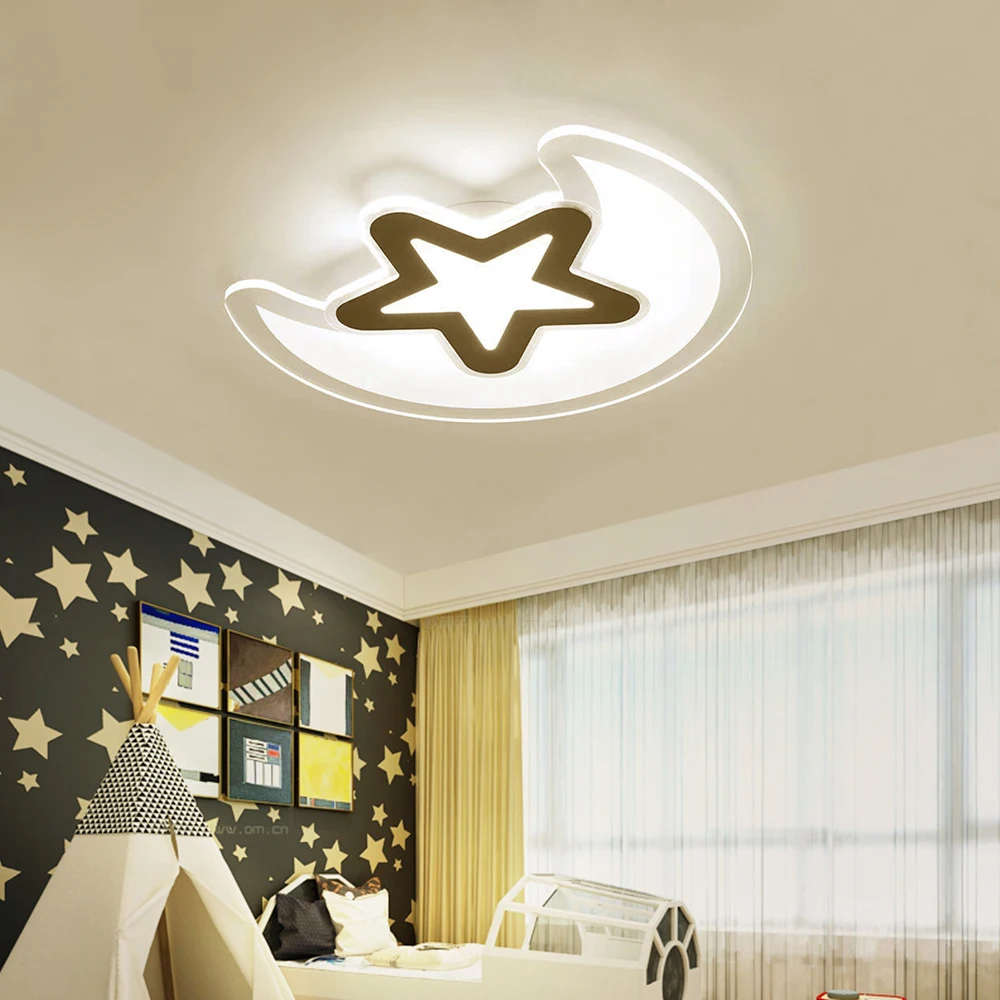 Star Moon Acrylic LED Ceiling Light Flush Mount Kids Room Lamp Fixtures US