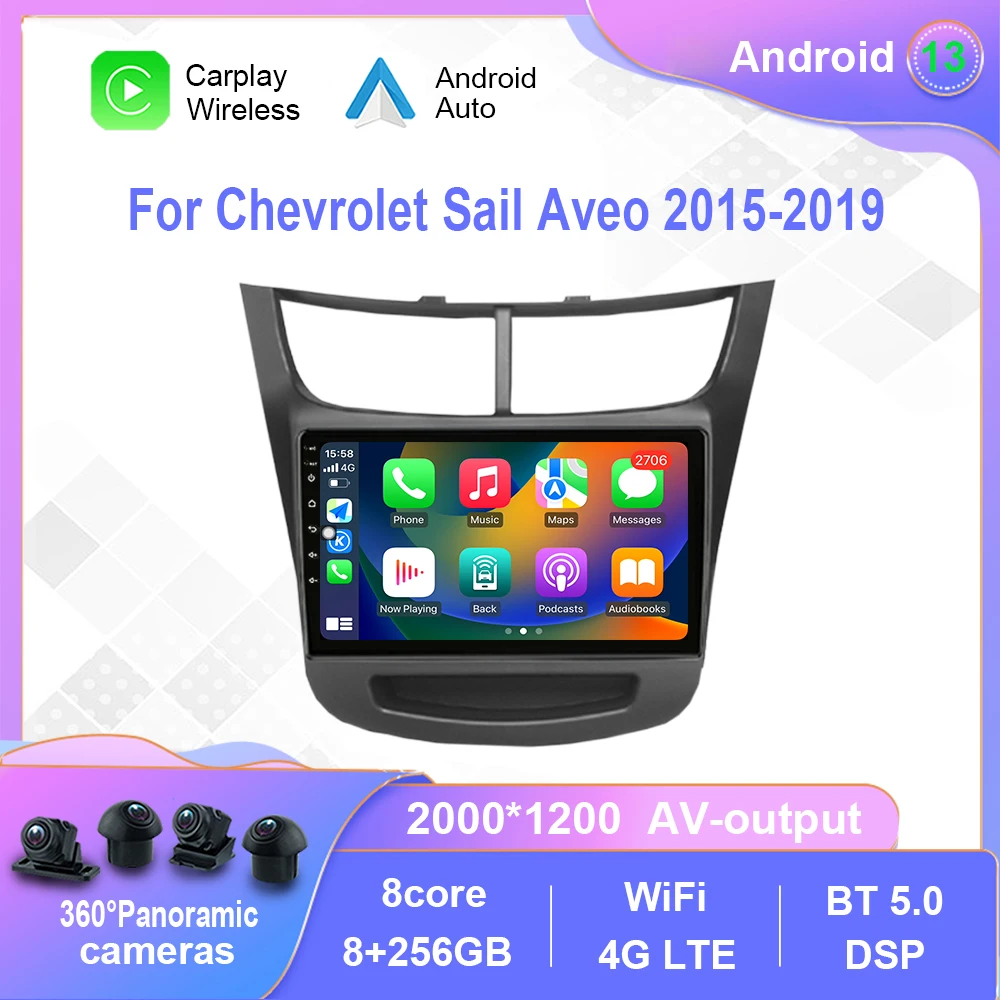 

Android 12.0 For Chevrolet Sail Aveo 2015-2019 Car Radio Multimedia Video Player Navigation stereo GPS Carplay No 2din 2 din dvd