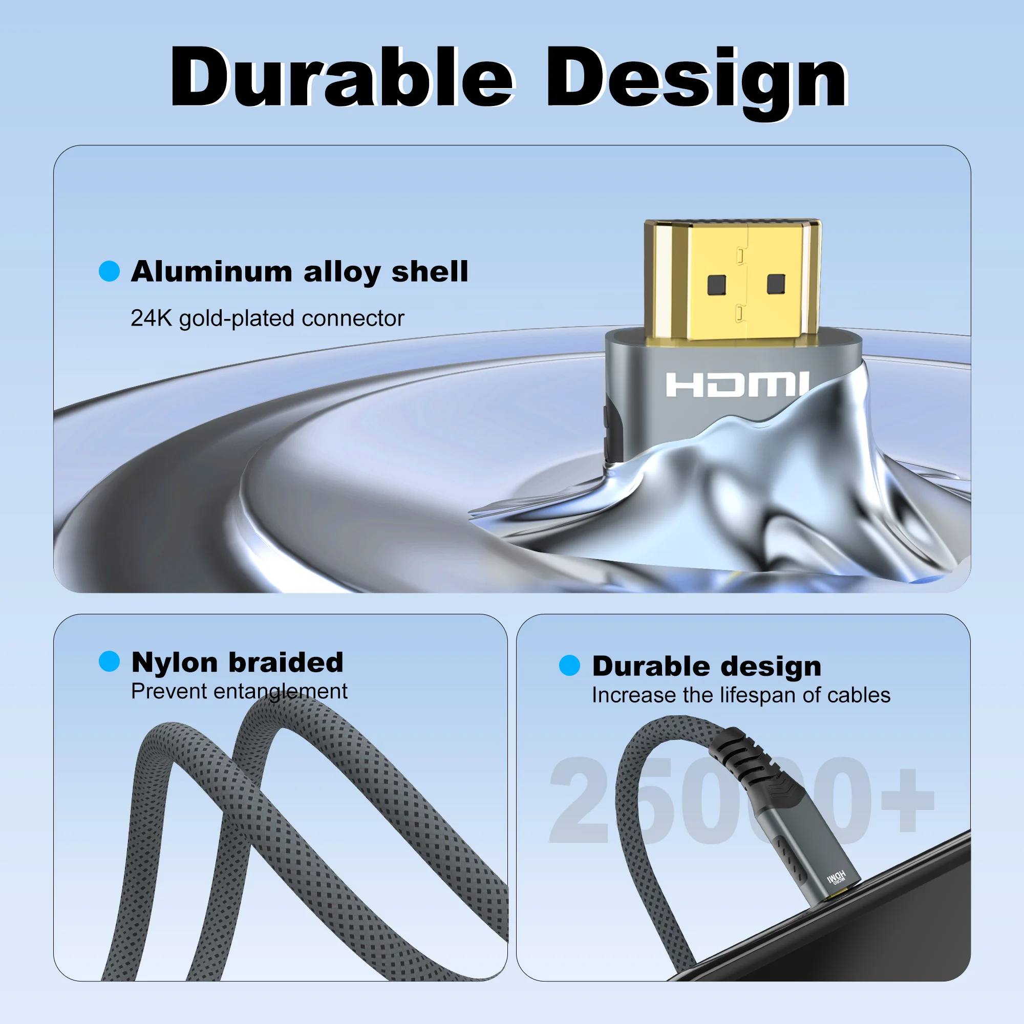 4K@60Hz Micro/Mini HDMI to HDMI Cable Braided HDMI-compatible Male to thumbnail 8