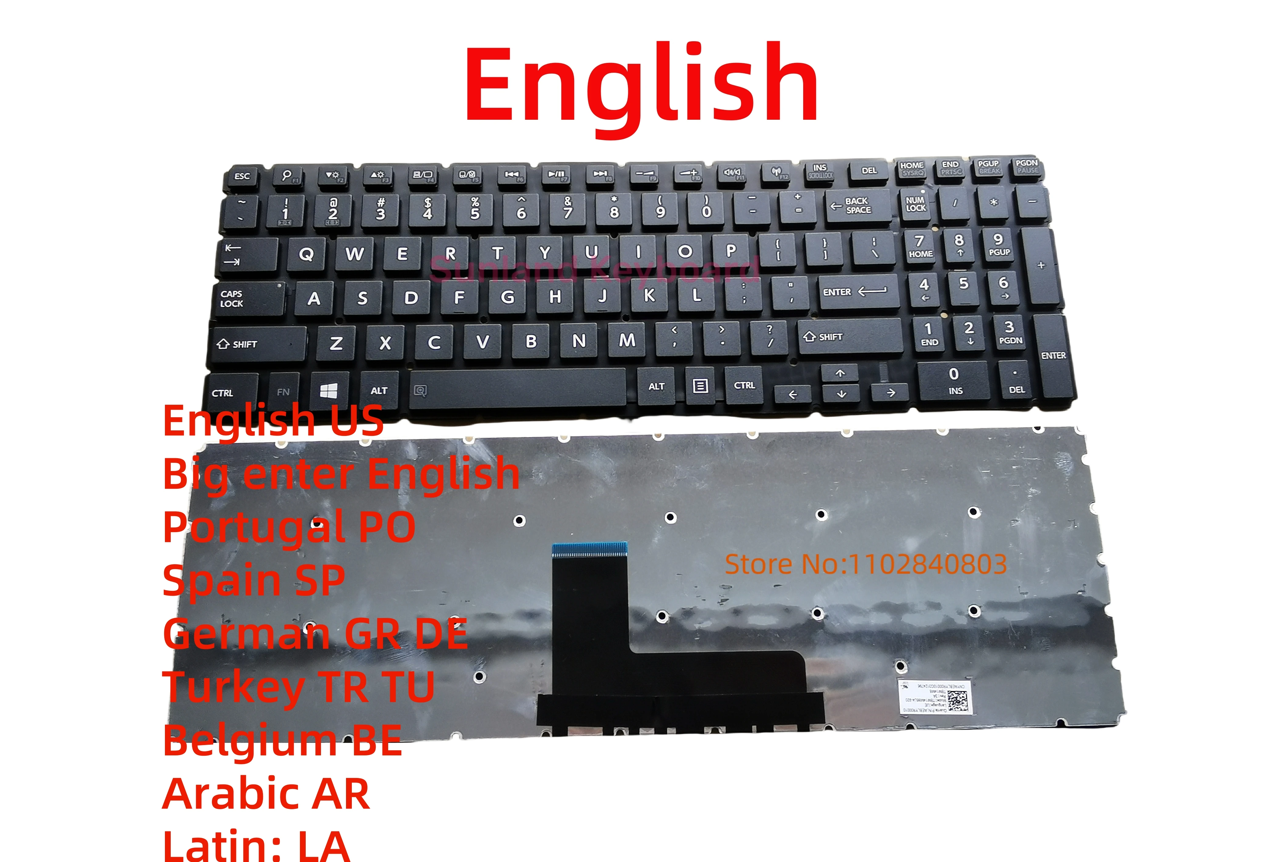 NEW Original US UK TR PO PT BE GR AR SP LA For Toshiba Satellite L50-B L50-B-17 L50D-B L50T-B P55W-B P55W-C S50-B L55C Keyboard