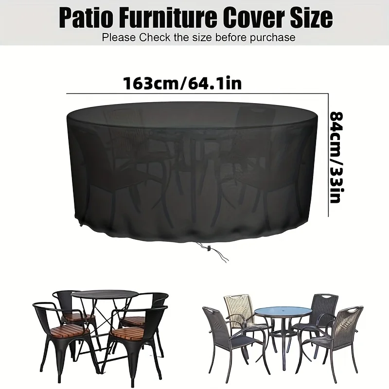 Large Round Patio Furniture Cover - Durable, Fade-Resistant, UV-Protection