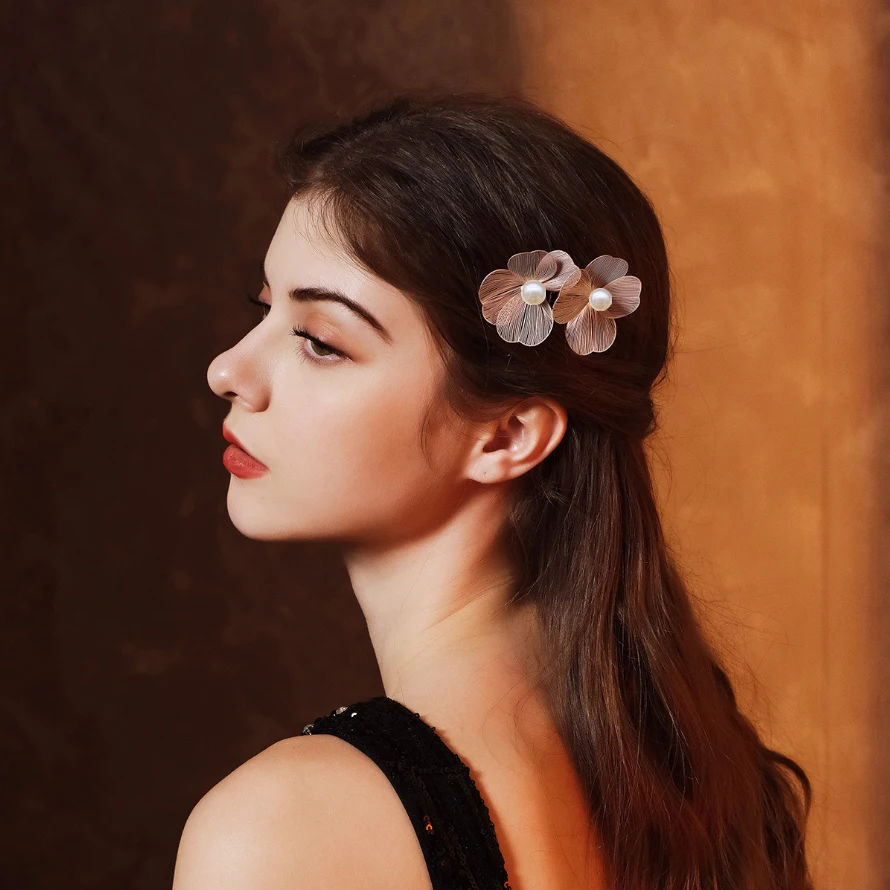 Hair Accessories 2PCS Bridal Headdress Handmade Flower Pearl Hair Comb Pins Wedding Styling Jewelry