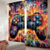 2Pcs Satisfactory Game Room Curtains Video Gaming Theme Colorful Decor Playroom Home Apartment Bedroom Living Room 1